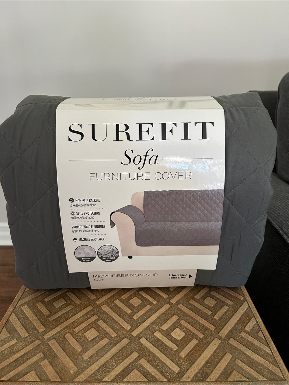 SureFit Microfiber Non Slip Sofa Furniture Cover - Gray